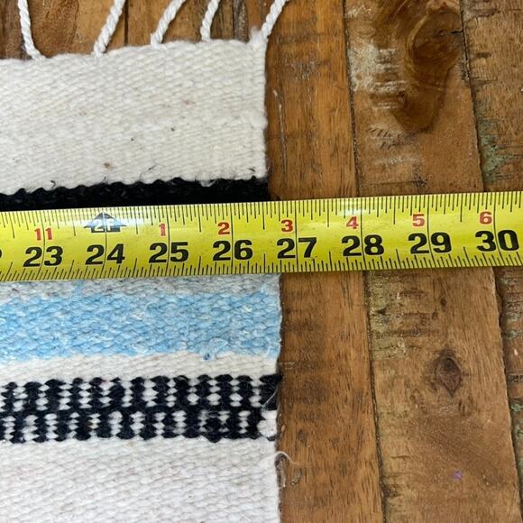 Unbranded Hand Woven Rug 56 x 27 in Southwestern Boho Aztec Blue Gray Black - Picture 5 of 6